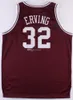 Massachusetts UMass College # 32 Julius Dr. J erving retro klasik basketbol forması erkek dikişli özel numara ve isim formaları