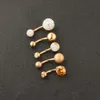 Rostfri magknapp ringer ombligo Piercings 14g Rose Gold Screw Navel Bar Piercing Nombril Sexig Women Body Jewelry