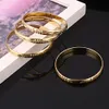 Novas 4 pcs Mulheres Openable Matte Simples Padrão Cuff Braceletes Cor de Ouro Pull Bangles Partido de Casamento Dubai Gold Etiópia Jóias