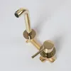 Gold Color Simple Wall Mounted Bathroom Faucet Solid Brass Single Handle Basin Water Mixer Faucet Golden Tap War