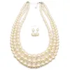 Handmade Pearls Necklace With Earrings Set Fashion Exaggerated Ladies String Artificial Pearl Clavicle Multilayer Chains 8 Colors Wholesale