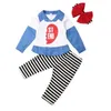 Ropa para bebés Gemelos Hermana Conjuntos de ropa Niños Navidad Santa Camiseta Pantalones Trajes Manga larga Tops Pantalones a rayas Diadema Trajes B6280