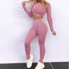 2020 Women Seamless yoga set Fitness Sports Suits GYM Cloth Yoga Long Sleeve Shirts High Waist Running Leggings Workout clothing