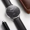 DOM Watches Men Top Luxury Brand Black Silver Leather Contz Men Men Watch Watherproof Fashion Discal Male Dress Clock M-36323O