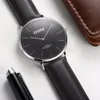 Dom Watches Men Top Luxury Brand Black Silver Leather Quartz手首の男性が防水ファッションカジュアル男性ドレスクロックM-36323o