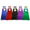 90 * 70 cm semplice mantello da supereroe monostrato + maschera per bambini di 10-16 anni con bordo coperto cucito 5 colori Costumi di Halloween bambino