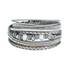 Design Weinlese-mehrschichtiges Leder-Armband für Frauen-Männer böhmischen Strand-Korn-Perlen-Charme-Verpackungs-Armband-Armband-Femme Fashion Jewelry