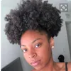 Kort human hår hästsvans förlängningar Clip i hög Afro kinky Curly Human Hair Drawstring Ponytail hår hårspisar för svarta kvinnor 120g