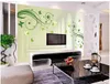 pareti di carta da parati moderna Semplice fiore verde farfalla amore fiore spazio tridimensionale in rattan TV sfondo muro