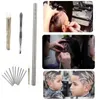 1 Pen10 Blades Clip Salon Magic Graved Pend Pen Stainele Steel Haircut Razor Shaving Pencil Beard