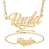 18K Goldplated rostfritt stål Namn Nackband Armband Set Women Kayla Script Letter Gold Choker Chain Halsband Pendant Namnplatta 7679612