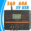 Freeshipping 60a Solar Controller LCD PV Panel Batteriladdare 12V 24V Solsystem Hem Inomhusbruk 5V USB Solar Charge Controller