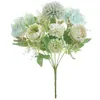 En bukett 7 grenar Silk Hortensia Peony och Daisy Flower Artificial Flowers Mix Silk Flower Home Wedding Decoration