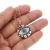 Round pendant engraved pave cz black white Evil eye BOHO Bohemia gold rose gold plated lucky eye necklace2492