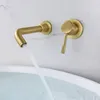 Miscelatore per lavabo a parete in ottone massiccio Rubinetto per bagno in ottone massiccio cromato oro nero Maniglia singola Miscelatore acqua a parete