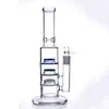 Trois couches Honrycomb Hookahs Brûleur à mazout Dip Rigs Bongs à eau en verre avec bol de 14 mm pour fumer