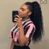 Nuevo Llega Brasileño Virgen Humana Remy Maíz Extensiones de Cabello de Cola de Caballo Rizado Clip Ins Postizos de Cola de Caballo Natral Color Negro 140g un paquete