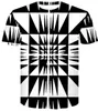 популярные случайные свободные печатные футболки мужская одежда лето новый головокружение абстрактный стереограмма печати с коротким рукавом футболки одежда униформа Спорт