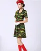 Spring Summer Women Military Clothing Camouflage Suits Woman Soldiers Dancing Dress Square Dance Performance Costume Blue Green Red