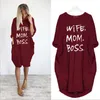 Newest Summer Women Letter Printed Dresses Fashion Crew Neck Panelled Ladies Dresses Casual Loose Long Sleeve Apparel