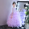 Vintage Girl Pageant Dresses For Little Girls 2020 Gratis frakt Vestido de Daminha Infantil Långärmad Flower Girl Dresses Tutu Ball Gown