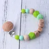 Ny Ins Hot Sale Baby Trä Pärla Pacifier Chain Clips With Cover Foreign Trade Hot Sale Handgjorda Naturligt Spädbarn Baby Nådig Pacifier A7813