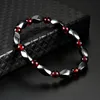 Bracciale magnetico con rubino in pietra nera alla moda Braccialetti con ematite alla moda Dolore Etnico Terapia Assistenza sanitaria Gioielli magnetici per uomo e donna