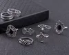 5 Set (15 stks / set) Bohemen Bloemen Kristal Crown Finger Band Ringen Set Trendy Silver Joint Knuckle Dames Sieraden Accessoires Geschenken