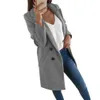 女性ロングウールブレンドコート秋の冬のスリムフィットジャケットレディースミュージャーファッションターンダウンカラーソリッドカサコフェミニノPhyl22