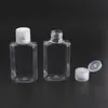 30ml 60ml Empty PET plastic bottle with flip cap transparent square shape bottle for makeup fluid disposable hand sanitizer gel