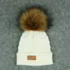 Kinderen gebreide beanie hoed kinderen elastische effen kleur winter warme skipap mode meisje zachte pompom bal hoed TTA1685