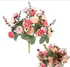 1 Bouquet de roses artificielles, 21 têtes, fleurs colorées en soie, fausses fleurs pour la beauté, décoration de fête de mariage à domicile, GB1249