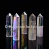 5pcs Rachado Anjo Aura do arco-íris Quartz Bismuth Titanium Silicon Cristal Auto Standing 6 Facet Point Tower Obelisco estatueta Esfera, 3 "-3.5"