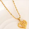 Fashion 18 K Fine Real Gold GF Dubai Romantic Heart Love Rose Pendant Necklace Earrings Wedding PNG Jewelry Sets for Women
