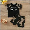 2019 Yeni Yaz Boys Kamuflaj Giyim Kısa Kollu T-shirt + şort 2adet Seti Çocuk kıyafetler Çocuk Takım Elbise Erkek Giyim 80-120cm Perakende ayarlar