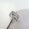 Wholesale-High-end CZ diamond cross bow ring for Pandora 925 sterling silver jewelry delicate feeling ladies ring with original box