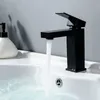 Black Quality Brass Bathroom Faucet Hot And Cold Deck Mounted Mixer Tap ware Square Design Washbasin water tap