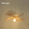 Nowoczesny bambusowy lampa wisiorek ręcznie dzianiny motyl zawieszenie światła hotelowa restauracja jadalnia sypialnia zen Haniging oświetlenie