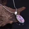 Luckyshine Party Jewelry Oval Vintage Pink Topaz Gems Silver For Women Zircon Elegant Wedding Necklace Pendants NEW Free Shipping