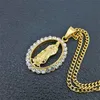 Rostfritt stål Kubansk kedja Pave Crystal Catholic Hip Hop Pendants halsband för män smycken
