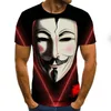 Wydrukowano T Shirt Men Joker Face Męski Tshirt 3D Clown Krótki Rękaw Śmieszne Koszule Topy Tees XXS-6XL