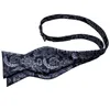 För män själv båge slips silk fjäril man slips svart blommig paisley handky manschettkull