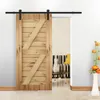 5ft/6ft/6.6ft Black Rustic Steel Sliding Barn Wood Door Hardware Track Kit