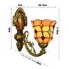 Retro Up Down Stained Glass Wall Lights For Bedroom Bedside Corridor Mirror Front E27 LED Yellow Color
