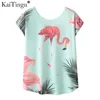 Summer Novelty Women T Shirt New Harajuku Kawaii Cute Style Bird Crane Print T -Shirt Short Sleeve Tops Trend Size M L Xl