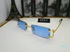 luxury- New brand designer vintage golden metal rimless frame plain mirror glasses fashion buffalo horn sunglasses lunettes with box case