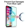 9H Full Cover Green Light Film Skydda Eyes Tempered Glass för iPhone 11 Pro X XR XS Max 8 7 Plus Skärmskydd