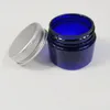 Pot de crème en plastique bleu clair de 30g, petite bouteille vide en PET avec bouchon à vis en aluminium, emballage cosmétique de 30ml