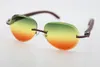 Wholesale Rimless Smaller Big Stones Sunglasses 8200765 Wood Glasses Mirror Lens Shield High Quality C Decoration Optical Unisex