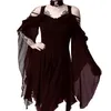 Été gothique Sexy Club élégant noir bureau dames femmes robes mi-longues, grande taille sans bretelles fête plaine rue femme Goth Dress8472083